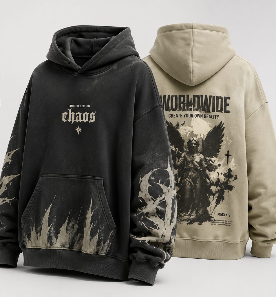 Custom hoodie manufactured by Methodic International, streetwear fit